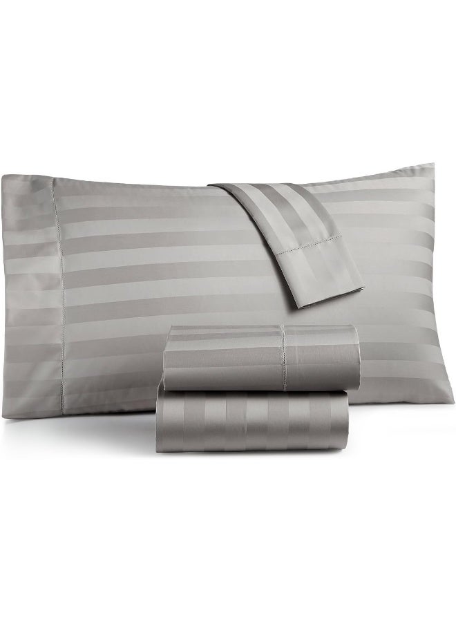 Charter Club Damask Stripe King 4-Pc Sheet Set, 550 Thread Count Pure Supima Cotton (Smoke) - Image 1